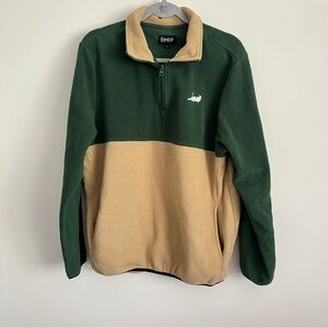 RIPNDIP Castanza Fleece 3/4 Zip Up Sweatshirt Colorblock Green Tan Size Large